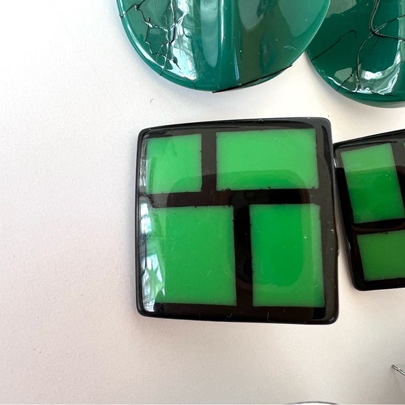 Vintage Green Set of 3 Earrings 1980 - Picture 3 of 8